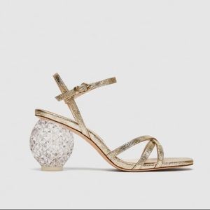 Zara gold block heel sandal